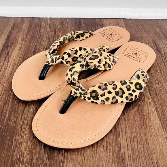 Lucky Brand Shoes - LUCKY BRAND Leopard Strap Flip Flops Sandals Shoes Womens Sz 10